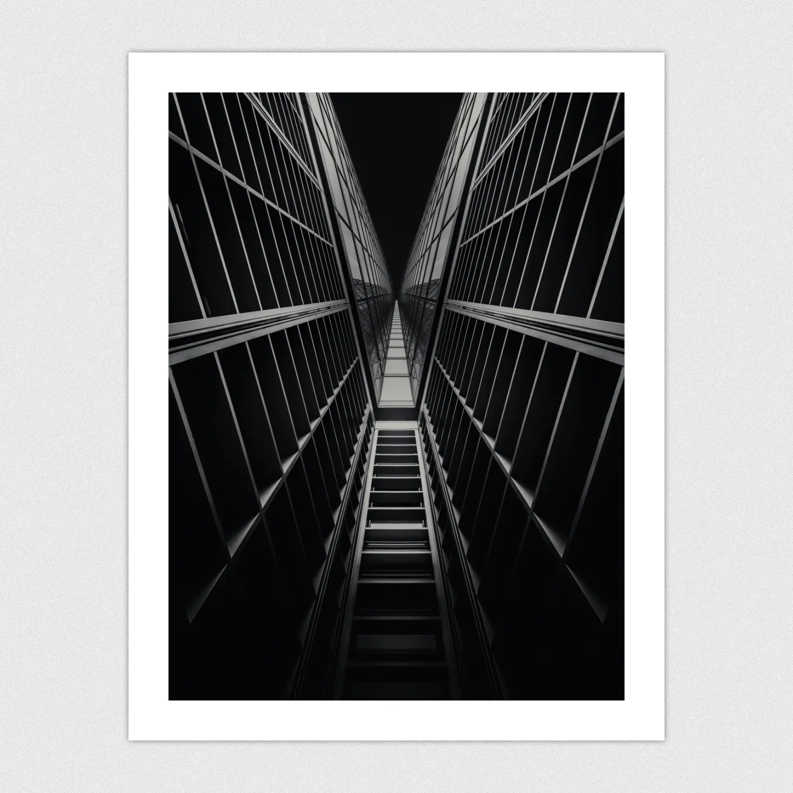 Portfolio Symmetrical architecture in a dark mode style.